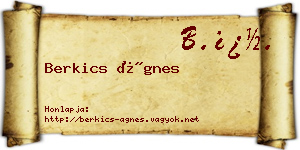 Berkics Ágnes névjegykártya